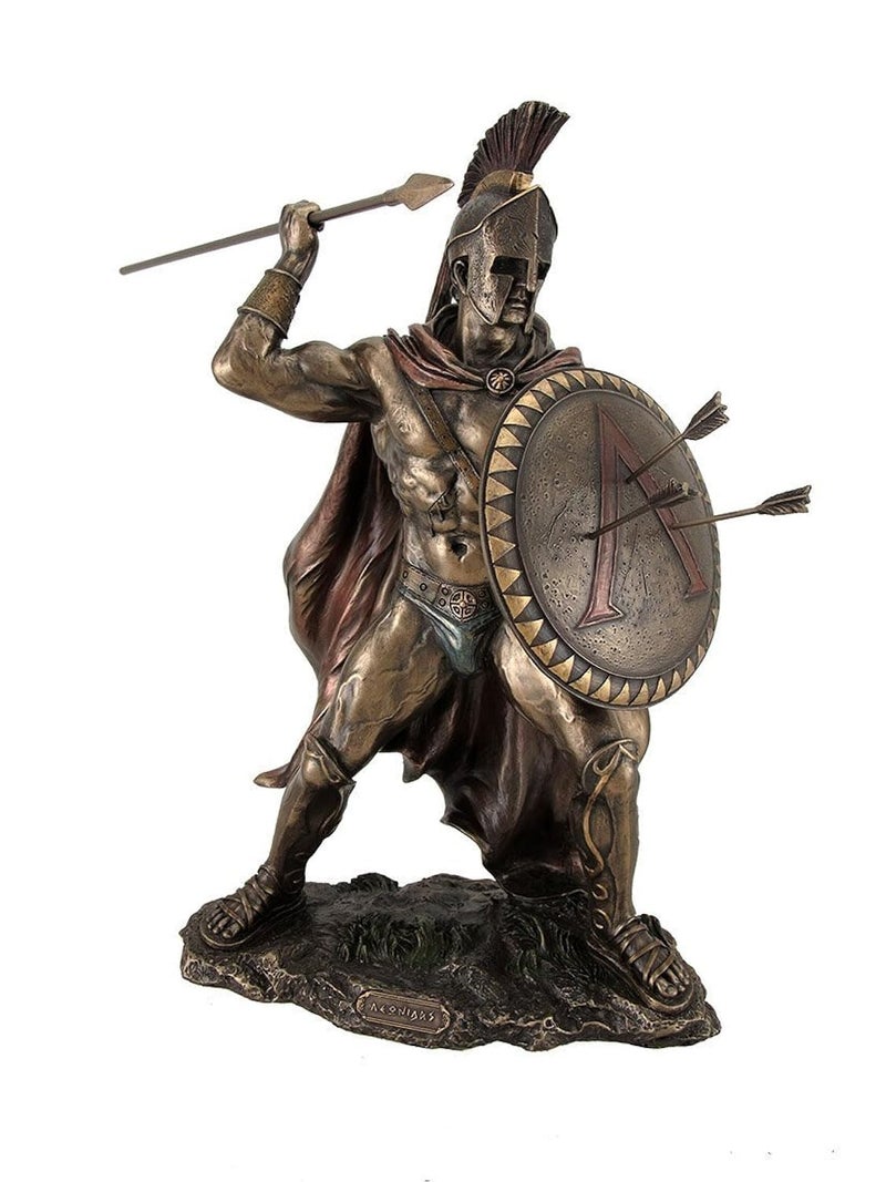 VERONES 12.75" Leonidas Greek Warrior King Statue Spartan Decor - Image 1